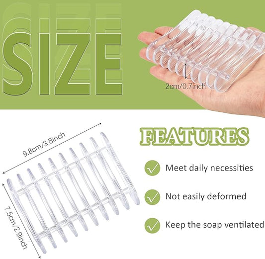 Plastic Bar Soap Holder Soap Saver Tray Bar Dish Self Draining Dishes for Sponge Dryer Bathroom Toilet Shower Kitchen Restaurant Counter(Clear,4 Pieces)