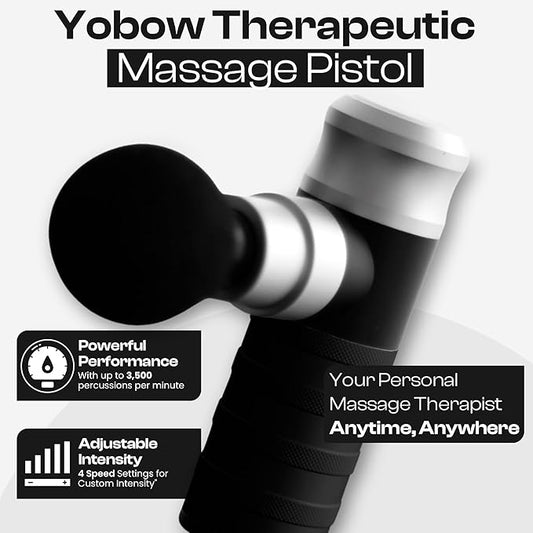 The Therapeutic Mini Massage Pistol with Portable Carrying Case, 4 Massage Speeds, 6 Colors | Fast USB Type C Charging | Massage Tool for Pain Relief | Stylish and Powerful Massage Gun
