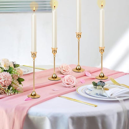 Candlestick Holders Brass Gold Metal Taper Candle Holders, Set of 6 Vintage Decorative Centerpiece Candelabra Tall Candle Stands for Table Mantel Wedding Housewarming