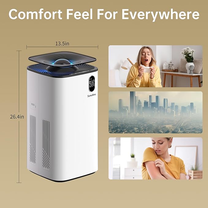 Air Humidifiers and Purifier for Bedroom - 6L Humidifier Air Purifier for Large Room, Effortless Refilling and Cleaning, Ultra-Quiet for a Peaceful Environment in Home and Office