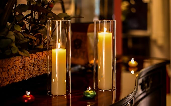 CYS EXCEL D-3" H-10 Glass Open Ended Glass Hurricane Candleholder Bottomless Candle Chimney Cover for Tealight and Small Pillar Candles, 1 Piece