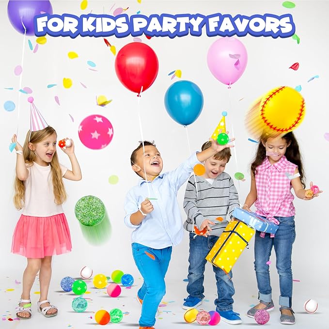 Bouncy Balls for Kids 24 Pieces 6 Styles 32 mm Assorted Bouncy Balls Toys for Kids Party Favors, Birthdays Party Favors, Classroom Prizes