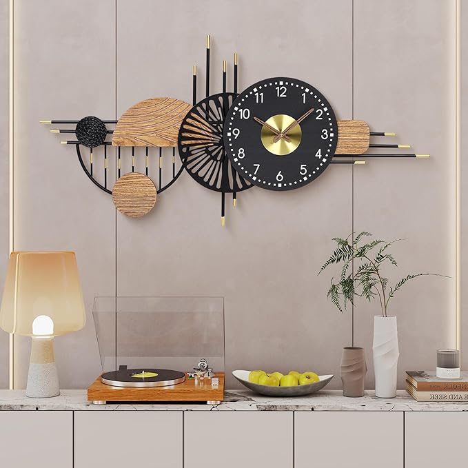 39x19 Inches Modern Large Wall Clocks for Living Room Decor, Silent Non-Ticking Battery Operated Decorative Analog Clock for Bedroom, Office, Kitchen, Entryway