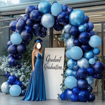 Navy Royal Blue Balloon Arch Kit Double Stuffed Metallic Blue Balloon Garland Varied Sizes for Birthdays Baby Showers Graduations Weddings Proms More Special Occasions