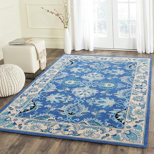 Turkish Oushak – Classic Handcrafted Carpet with Vintage Pattern, Ideal for Bedroom, Living Room & Elegant Décor(Sky Blue, 10' x 14')