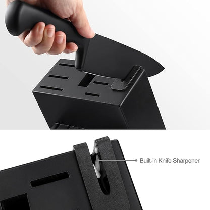 McCook® Knife Sets,German Stainless Steel Knife Block Sets with Built-in Sharpener, Black