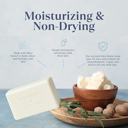 Wavertree & London Prosecco Scented Natural Soap Bar, 7oz Moisturizing French Triple Milled Soap Bar for Women & Men Enriched with Organic Shea Butter, Pure Bath & Body Soap (1 Bar)