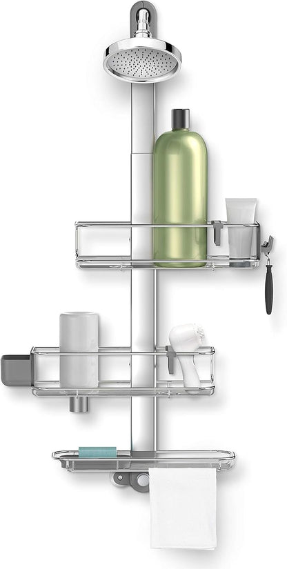 simplehuman Adjustable and Extendable Shower Caddy Large, Stainless Steel and Anodized Aluminum
