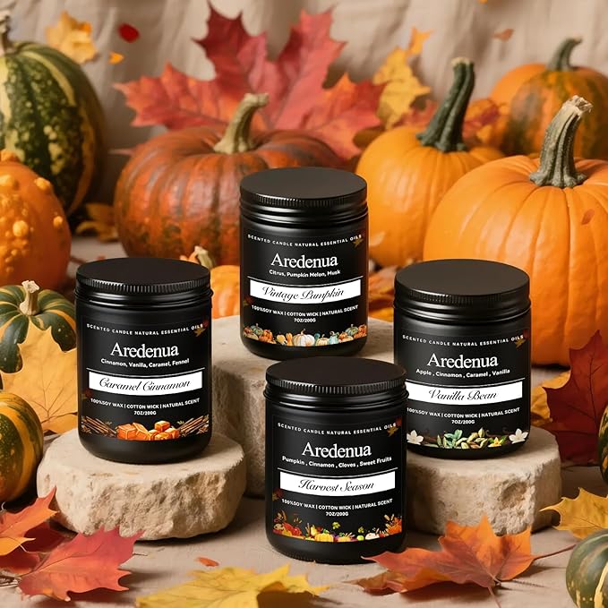 Pumpkin Pie Candle – Holiday Winter Scented Candles, Warm Spiced Pumpkin Aroma for Christmas Home Décor, Cozy Seasonal Candles Gift for Women & Men, Long-Lasting Soy Wax Candle