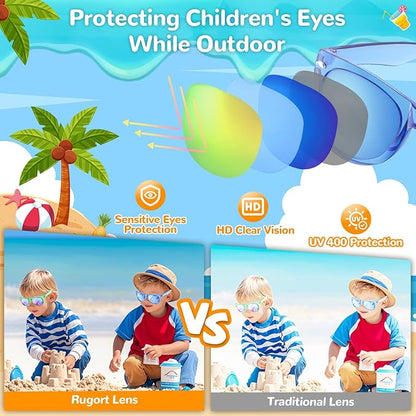 Party Favor Sunglasses for Kids, Boys Girls Age 3-8 Birthday Sunglass with UV 400 Protection, Neon Glasses for Valentines Easter Children Day Gifts, Summer Beach Goodie Bags Stuffers - 12 Packs