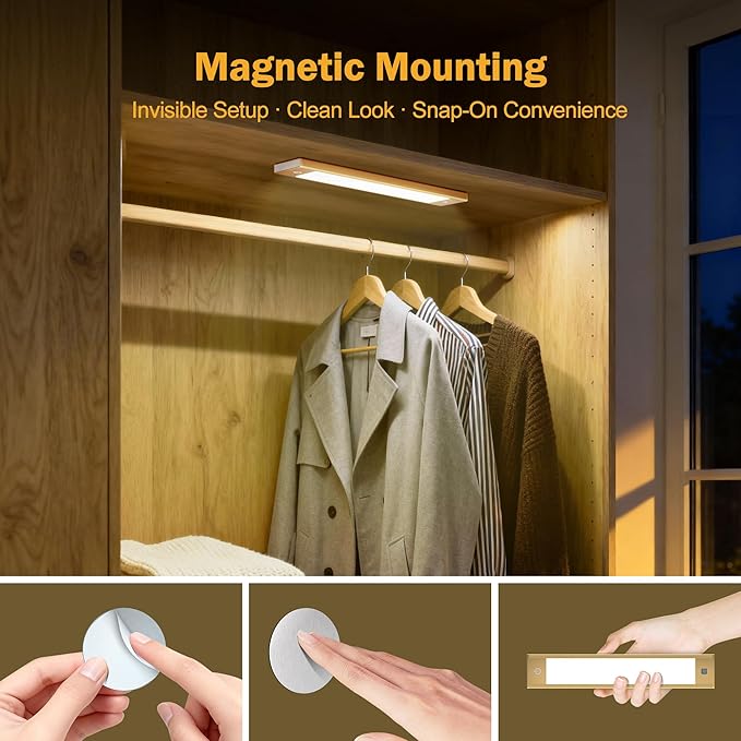 V4light Rechargeable Under Cabinet Lighting, Motion Sensor Wireless Night Light, Dimmable CCT Adjustable, Magnetic Mount for Kitchen, Closet, Bedroom, Reading, Ambience (Grey, 2 Pack, 9 in)