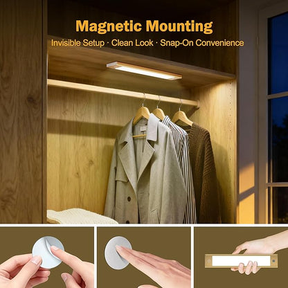 V4light Rechargeable Under Cabinet Lighting, Motion Sensor Wireless Night Light, Dimmable CCT Adjustable, Magnetic Mount for Kitchen, Closet, Bedroom, Reading, Ambience (Grey, 2 Pack, 9 in)