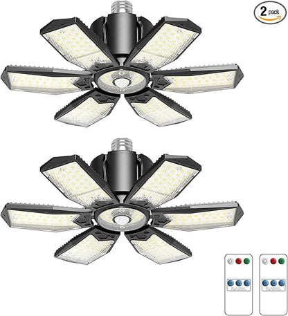 Motion Sensor Garage Lights 20000LM, Motion Activated Garage Ceiling Led Shop Light with Screw-in E26 Socket & Auto Shutoff - Motion Sensor Light Indoor Bulb for Warehouse/Attic/Barn 2-Pack