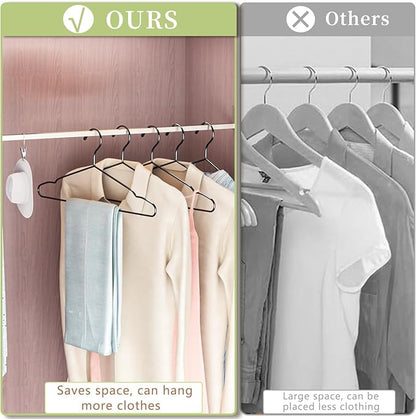 40Pack+5 Clips Luxurious Hanger Set ，16.69" Heavy Duty Matte Black Metal HangersWithstands 50lbs Weight Smooth Powder Coated Finish Compact Shirt Hangers