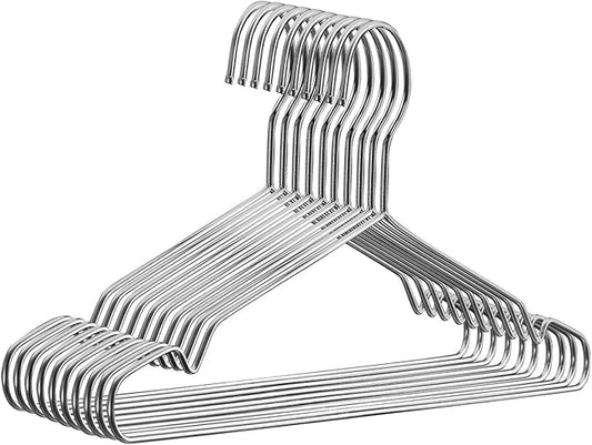 Fayleeko 10 Pack Wire Coat Hangers - Strong, Heavy Duty Stainless Steel Metal Hangers, 16.5 Inch Ultra Thin, Space Saving