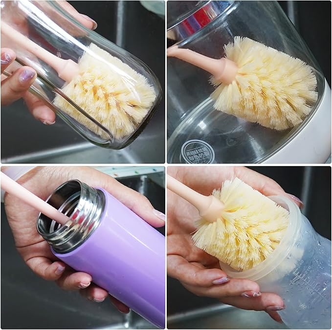 Water Bottle Brush Long Handle Bottle Cleaner Scrubbing Brush for Cleaning Sports Bottles, Baby Bottles, Cups, Coffee Mugs, Glasswares, Wine Decanters, Flask, Vase (Brush-pingshua-fenzong)