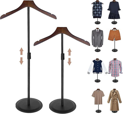2 Pack Shirt Display Stand 35" Height Adjustable Shoulder Stand Shirt Rack, T Shirt Display Stand for Shops, Steaming Clothes Holder, Black
