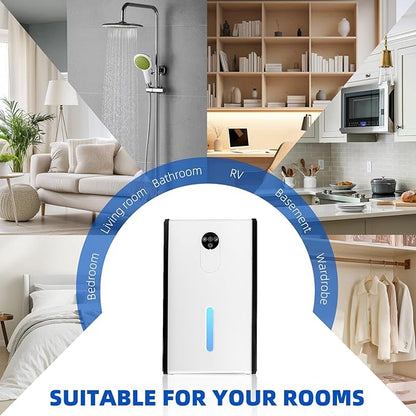 Dehumidifier for 1076 sq.ft,Quiet Portable Moisture Absorber with Auto Shut Off, Auto Defrost,72 OZ Water Tank,Drain Hose,7 Color LED Light,Sleep Mode for Basement Home Bedroom Bathroom RV