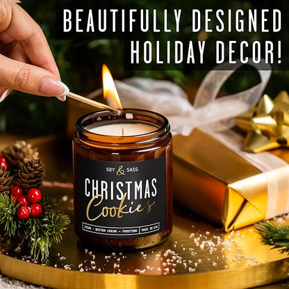Christmas Cookie Candle, Cookie Candle – ‘Christmas Cookies’ Soy Candles, w/Sugar, Butter & Vanilla - Infused with Essential Oils I Christmas Candles I 9oz, 50Hr, Made in USA