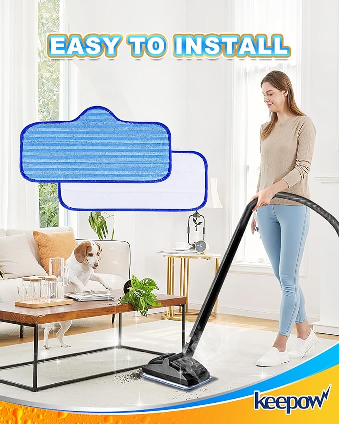 KEEPOW Washable Microfiber Pads Compatible with Dupray Neat Steam Cleaner, Steam Mop Pads Accessories for Dupray Neat Steam Cleaner, 6 Pack Reusable Steamer Pads Replacement