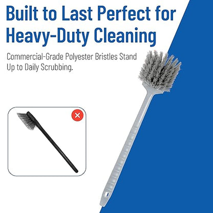 SPARTA 40501EC23 Plastic Large Scrub Brush, Kitchen Brush, Utility Brush With Long Handle For Cleaning, 20 Inches, Gray