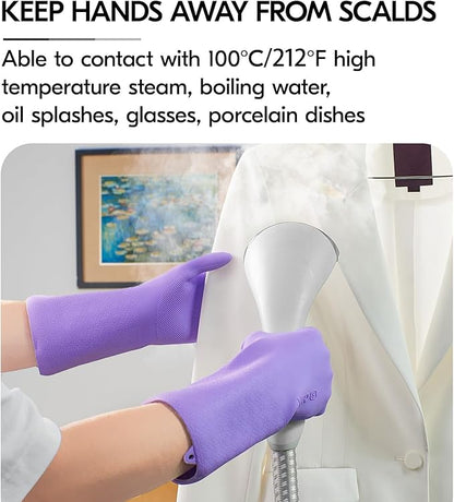 Vgo... 1 Pair Household Cleaning Gloves Infused with Rresh Rich Aromas, Lined Dishwashing Gloves,Long Sleeves Kitchen Gloves, Bathroom Cleaning, Gardening, Pet Care(Violet,Size S,TP1117)
