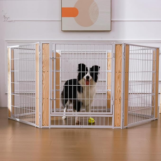 Heavy Duty Dog Playpen 32 Inch Height - Indoor Outdoor Pet Fence Enclosure for Medium and Small Dogs - Foldable Puppy Exercise Pen for Indoor and RV Camping or Yard (10 Panels, 32" H (White))