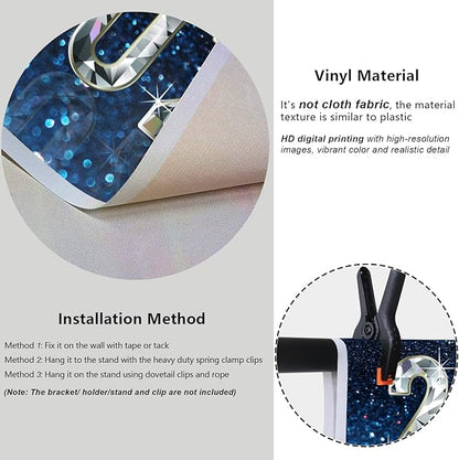 YongFoto 2026 Happy New Year Backdrop 10x7ft Diamond Sparkle Blue Photography Background Christmas Night Festival Carnival Celebration Party Banquet Decor Banner Photoshoot Wallpaper Photo Booth