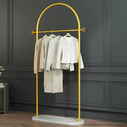 Gold Modern Clothing Rack with Marble Base - Heavy Duty Freestanding Garment Rack for Hanging Clothes, Storage in Bedroom, Living Room, Entryway, Boutiques (gold)