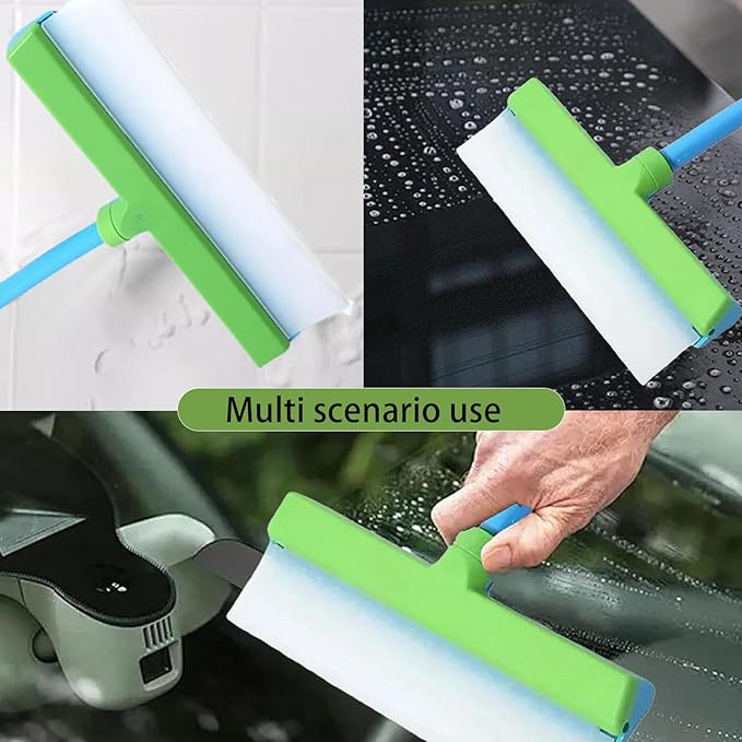 Aquaswipe Window Squeegee，Silicone Window Squeegee Kit，Shower Squeegee for Glass Doors,and Windows, Car Doors and Windows，Etc(1 Set（Green-White）