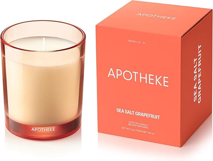 Apotheke Luxury Scented Candles for Home, Sea Salt Grapefruit - Petite Aromatherapy Jar Candle with Soy Wax Blend