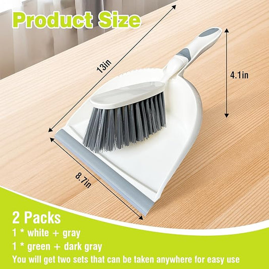 Dust Pan and Brush Set Small–Mini Broom and Dustpan Set 2 Pack, Hand Broom and Dustpan Set, Handheld Dustpan and Brush Combo for Kitchen, Desktop, Sofa, Car, Animal Cages