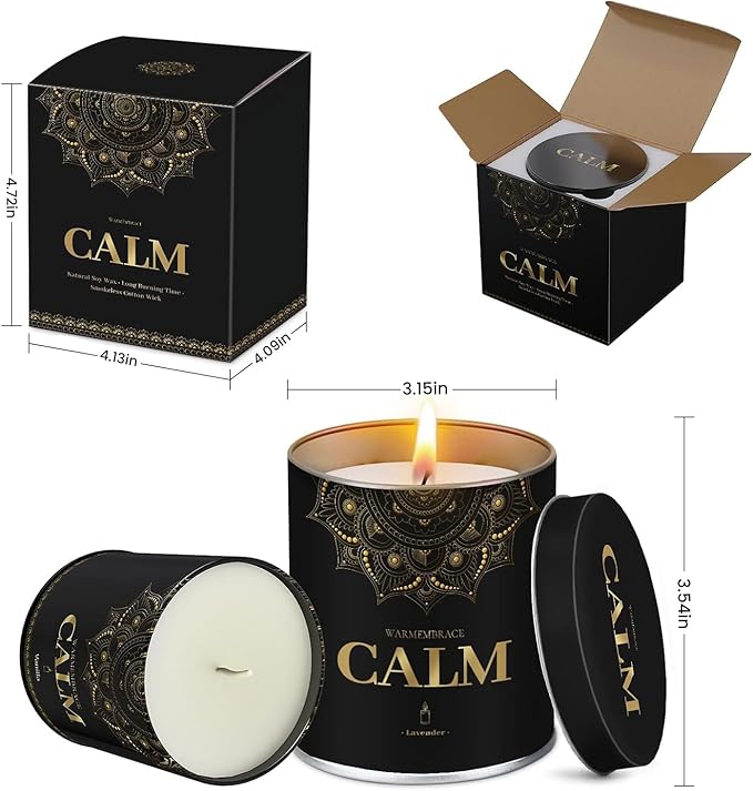 WarmEmbrace Lavender Scented Candles, 9 Oz Jar Candles for Home, Office, Meditation, Yoga, Candles for Women & Men, Birthday, Christmas, Valentine's Day Present, Housewarming Gift