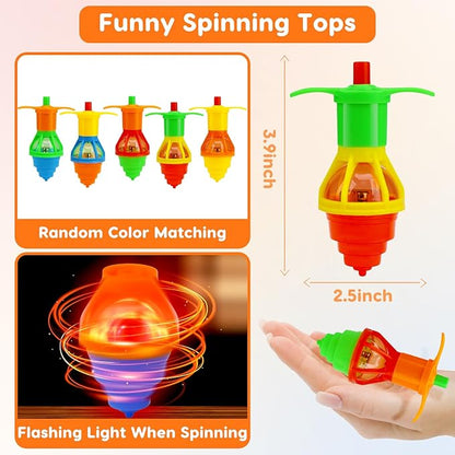 24PCS Light Up Spinning Tops Glow Party Favors for Kids 3-5 4-8 8-12 Valentine Goodie Bag Stuffers Birthday Return Gifts Classroom Treasure Box Toys Carnival Prize Fidget Spinner Bulk Toddler Boy Girl