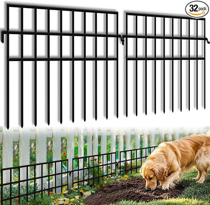 KYATE 32 Panels Animal Barrier Fence No Dig, 45.33ft(L) X 13in(H) Rabbit Fences Ground Defense Border Small Metal Fencing, Dog Under Barriers Blocker for Garden, Flower Bed, Patio