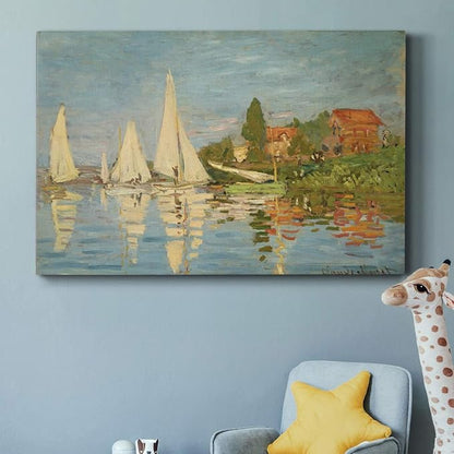 Wexford Home Home Decor Landscape Canvas Wall Art Abstract Floral Painting Modern Pictures Artwork Decoration for Living Room Kitchen Bathroom Office, Ready to Hang, Regatta-at-Argenteuil