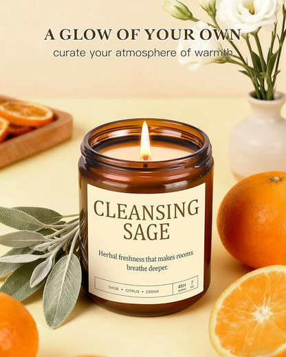 4 Pack Scented Candles for Home Scented: 28oz Soy Candles for Women, Up to 200H Burning, Aromatherapy Candle Set, Jar Candle Gift Set for Birthday Christmas, Scents of Sage/Vanilla/Lavender/Eucalyptus