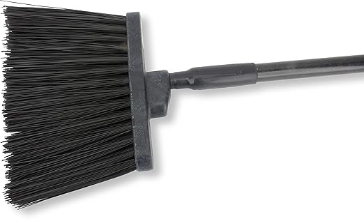 SPARTA 41083EC03 Plastic Color Coded Broom, Unflagged Bristles, Long Broom With Angled Head For Small Debris Cleaning, 56 Inches, Black