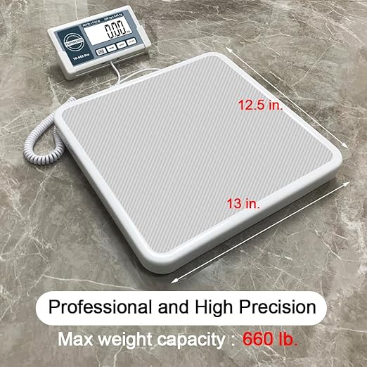Medical Scale With Portable Carrying Bag, Larger Remote Display, 660lbs / 0.02lb, Floor Physician Scale, Longer Coiled Cord, Heavy Duty Digital for Body Weight, Measure in kg/oz/lb
