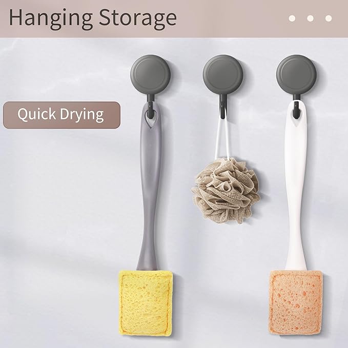 Dish Brush with Handle,Non-Scratch Dishwand with 5 Sponge Refills for Pans, Pots, Sink & Tubs,Grey