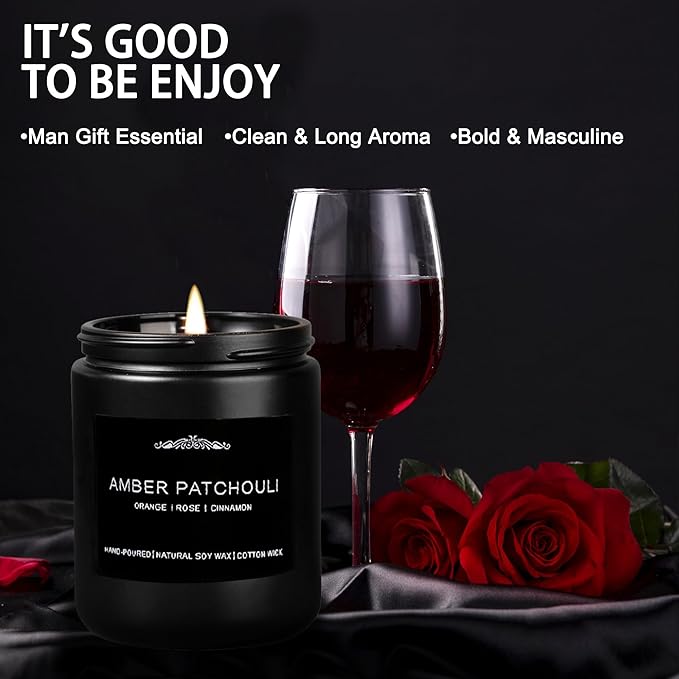 Scented Candles for Men, 4 Pack Candles for Home - Gifts for Men - 28oz 200 Hour Long Lasting Scented of Cedar Oakmoss/Pine & Clove/Magnolia & Sandalwood/Amber Patchouli
