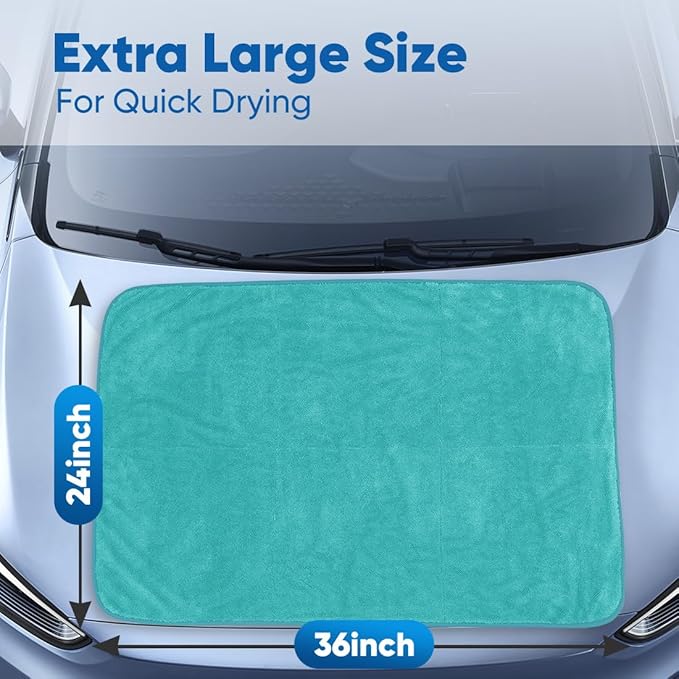 HOMEXCEL Car Drying Towel (36"x 24"), 1200GSM Ultra Absorbent Car Cleaning Cloth, Streak-Free Microfiber Drying Towel, Great for Cars, Trucks, SUVs, RVs, Motorcycles