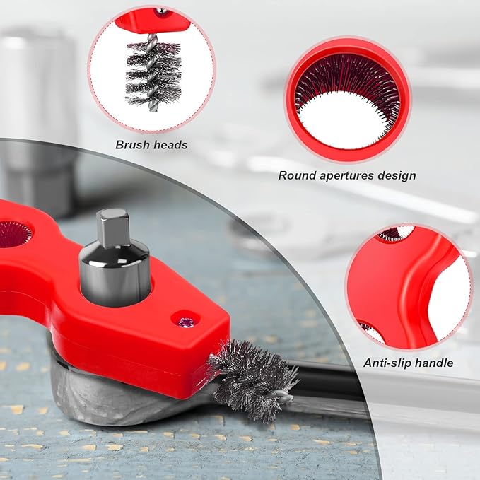 Honoson 4 Pieces Copper Pipe Cleaner 4 in 1 Copper Tubing Brush Pipe Cleans Inside Outside Thread Cleaner Plumber Brush Cleans Tool for Plumbing Installation Soldering Brazing(Black, Red)