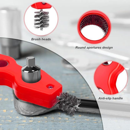 Honoson 4 Pieces Copper Pipe Cleaner 4 in 1 Copper Tubing Brush Pipe Cleans Inside Outside Thread Cleaner Plumber Brush Cleans Tool for Plumbing Installation Soldering Brazing(Black, Red)