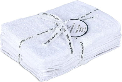 Vintage Vista 100% Cotton Dish Cloths (Pack of 6) - Dish Rags for Washing Dishes - Reusable & Highly Absorbent Kitchen Towels - Kitchen Rags for Christmas - (12" x 16" - White)