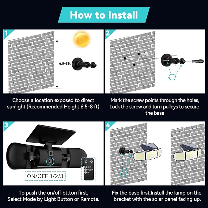 Solar Outdoor Lights, 3000LM 218 LED Motion Sensor Lights with Remote Control, IP65 Waterproof,270° Wide Angle Flood Wall Lights with 3 Modes for Outside Patio Wall(2 Packs)