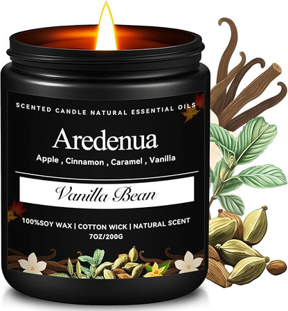 Odor Eliminating Candles | Vanilla Bean Scented Soy Candle for Home, Air Freshening & Cozy Vanilla Scent, Relaxing Home Scented Candles, Cozy Winter Candle Gift for Women & Men