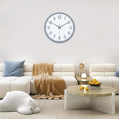 Wall Clocks Battery Operated 8 inch Modern Wall Clock,Silent Non Ticking Wall Clock for Living Room Bedroom Kitchen Office Classroom Decor (Texture Gray White)