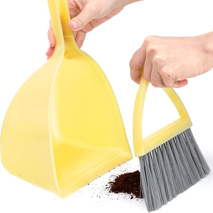 Nicunom Set of 4 Mini Broom with Dustpan for Kids, Children Broom and Dustpan Set Toddler Cleaning Set Boys Girls Little Housekeeping Helper Set for Kitchen Bathroom Pet