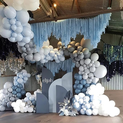 PartyWoo Dusty Blue Balloons 50 pcs 12 Inch Matte Boho Grey Blue Balloons for Graduation Baby Shower Gender Reveal Under the Sea New Born Birthday Party Decorations Blue-F55